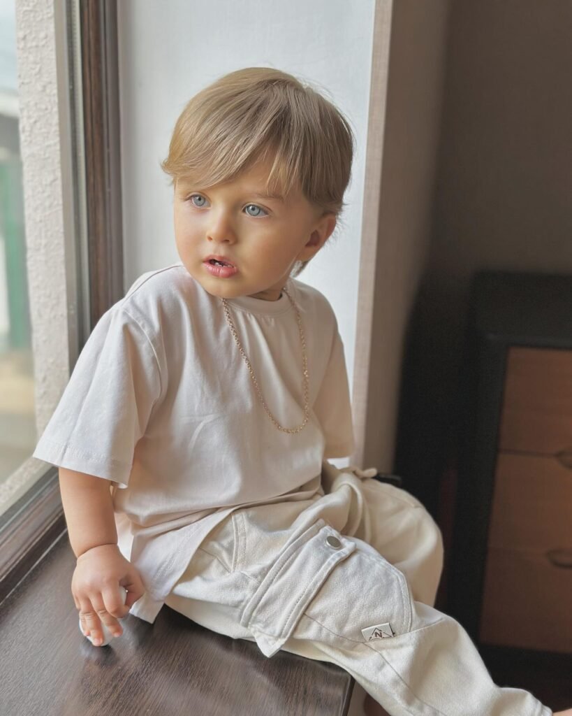 Fluffy Blonde Hair design for baby boy