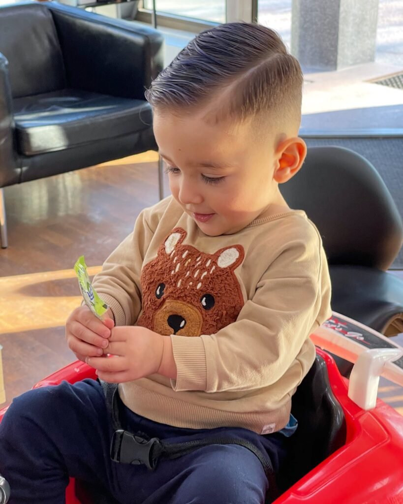 Sleek Side-Parted Cut for little boy