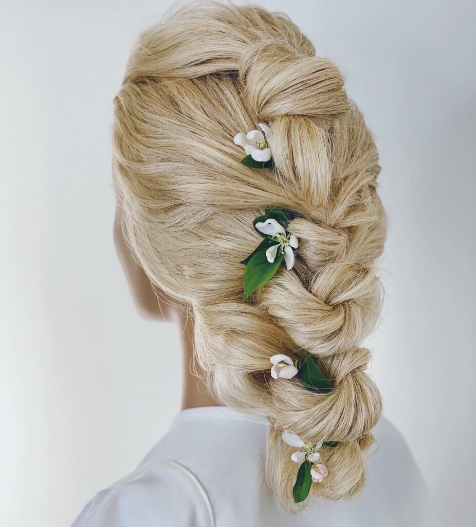 Bubble Braid with Flowers Hairstyle