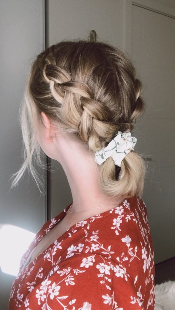 Braided Low Puff with Scrunchie