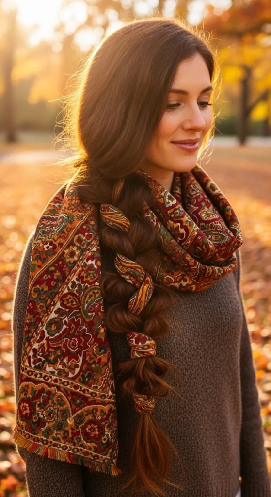 Boho Side Braid with Scarf