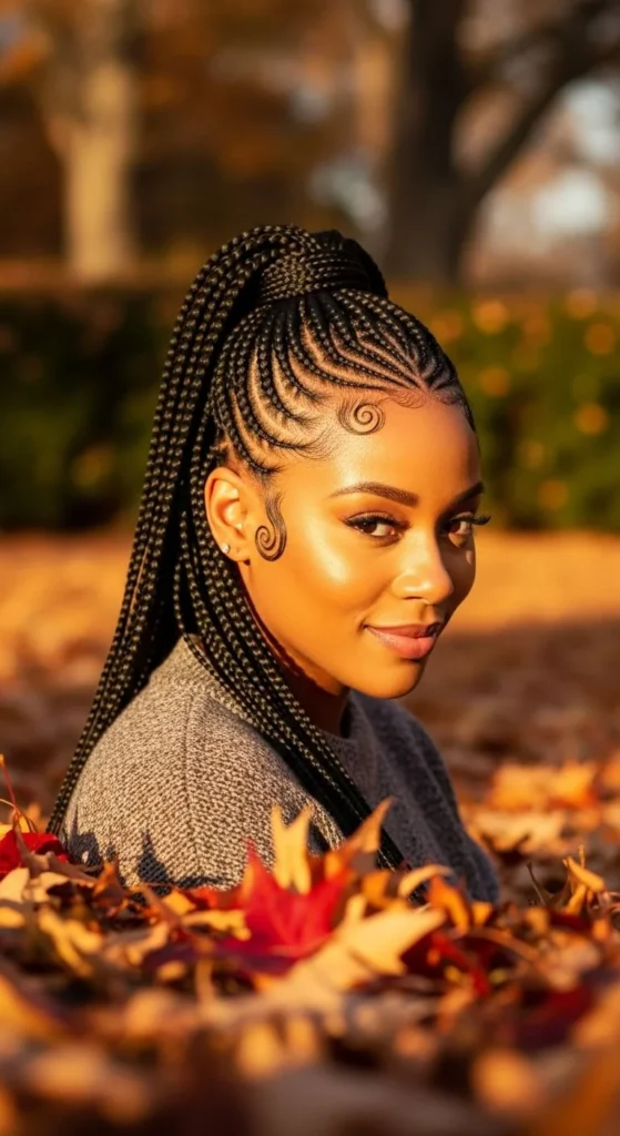 Cornrow Braids into Ponytail