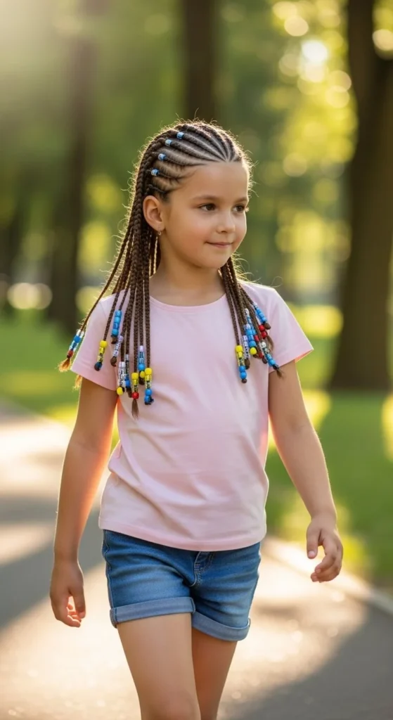 Cornrows with Beaded Ends 1