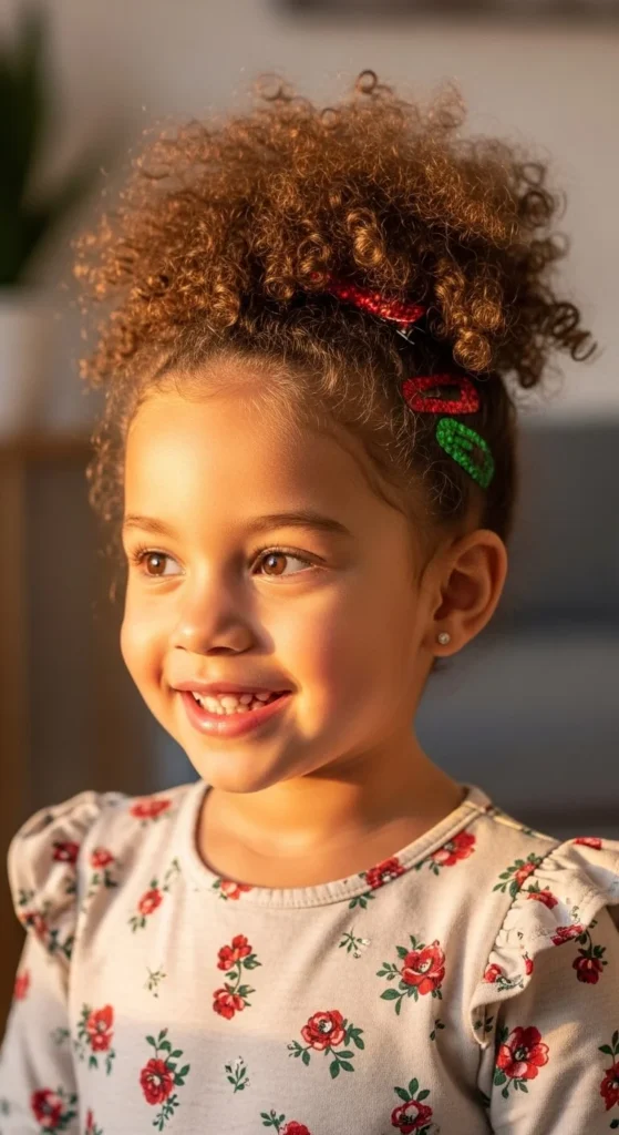 Curly Puff with Glitter Clips