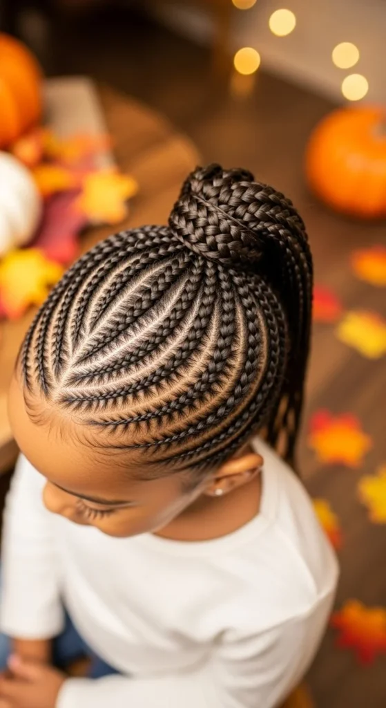 Diagonal Cornrows into Ponytail