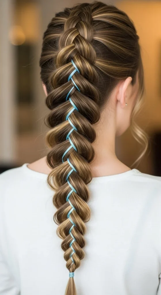 Dutch Braid with Ribbon