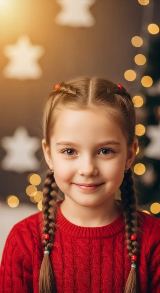 Dutch Braids with Red Beads