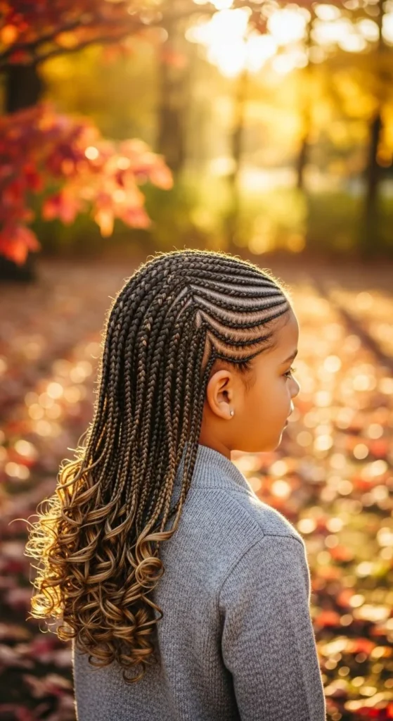 Feed In Braids with Curly Ends
