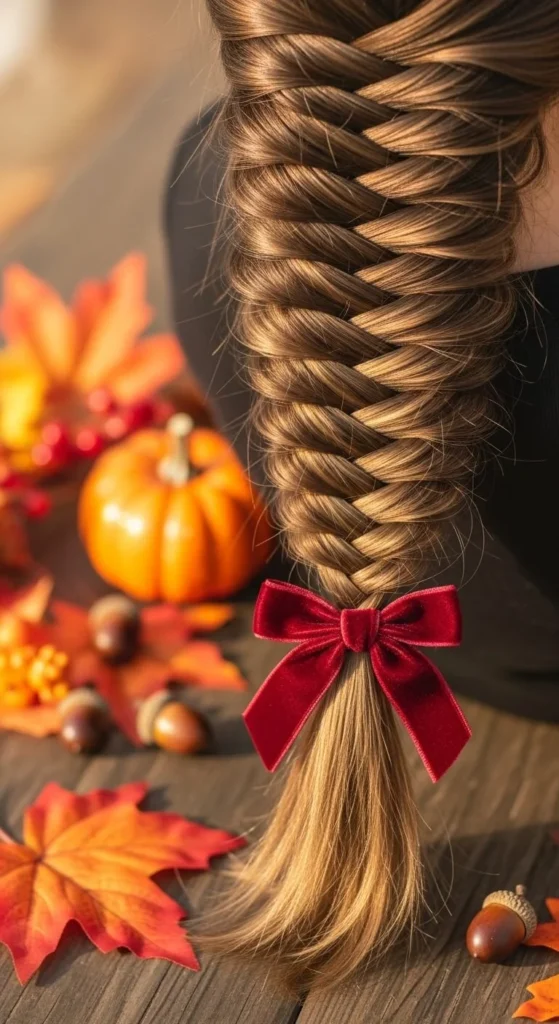 Fishtail Braid with Bow