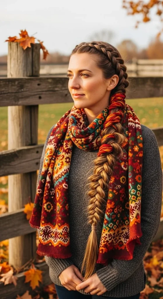 Fishtail Braid with Scarf