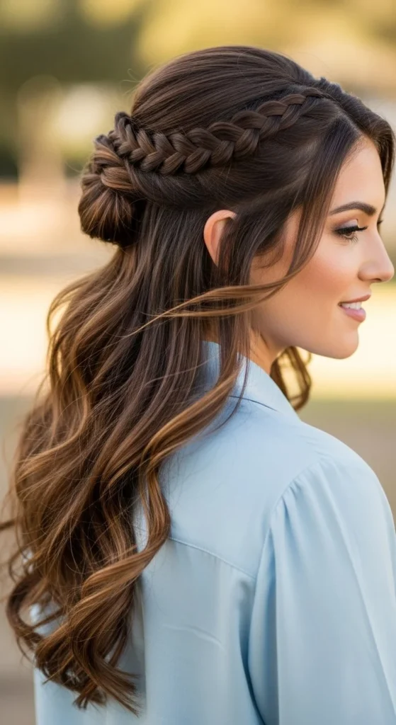 Half Up Braided Cascade