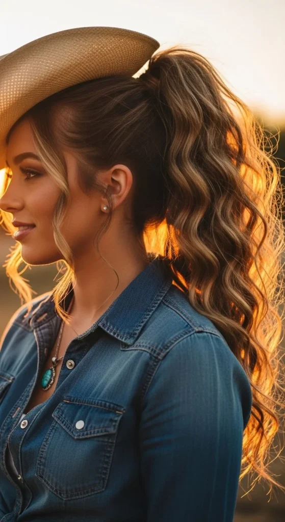 High Ponytail with Waves 1