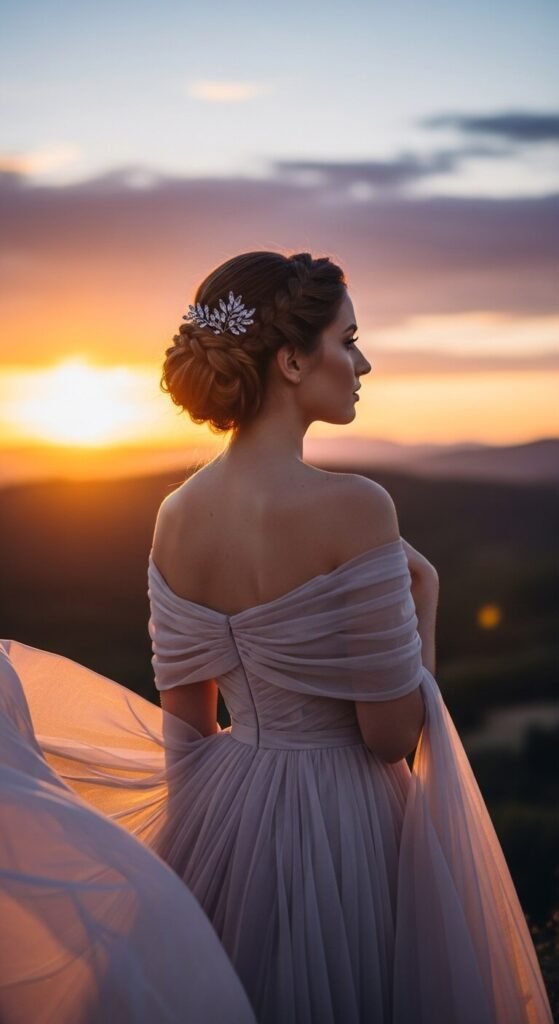 Low Braided Bun with Sparkle