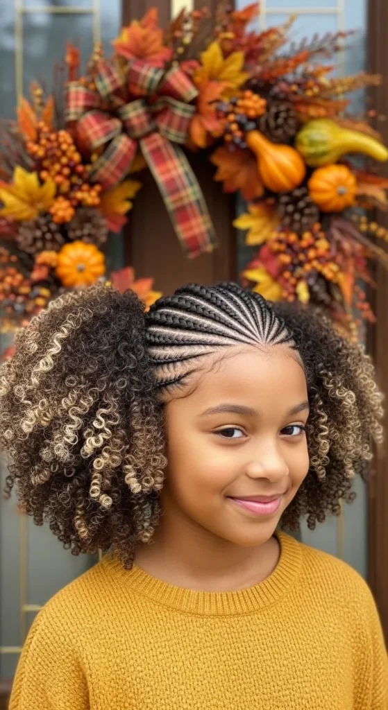 Side Cornrows into Puffs
