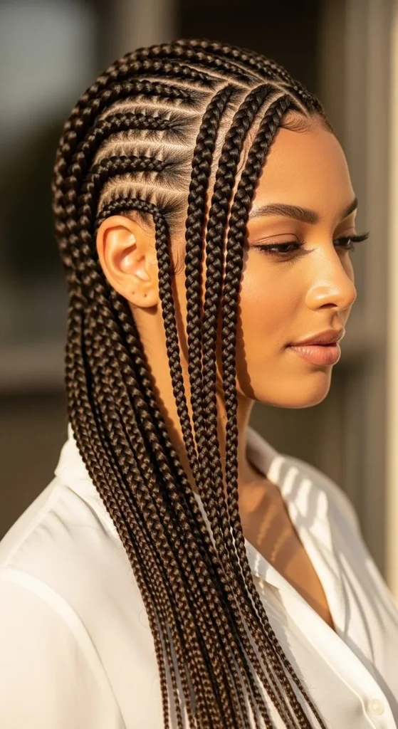 Side Part Feed In Braids