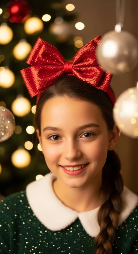 Side Ponytail with Christmas Bow