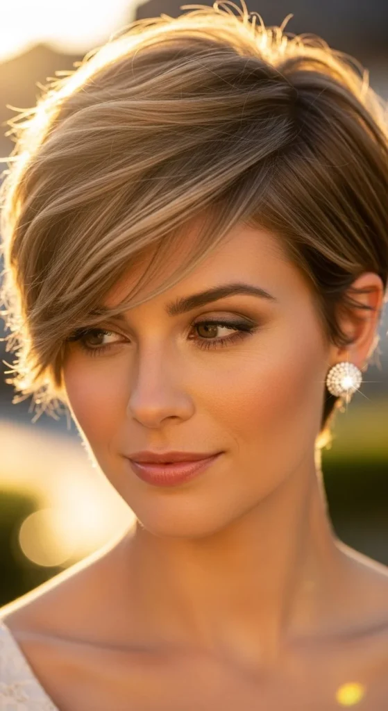 Side Swept Pixie with Volume