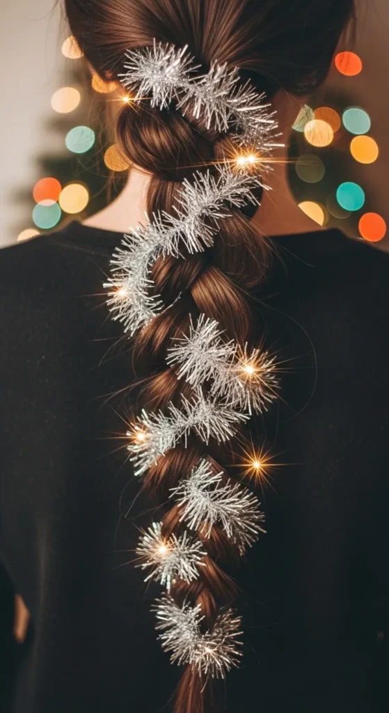 7. Tinsel Wrapped Braid